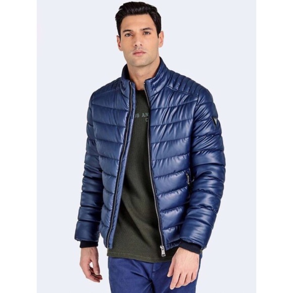 GUESS Pocket Detail Podded Faux Leather Jacket - Picture 1 of 8